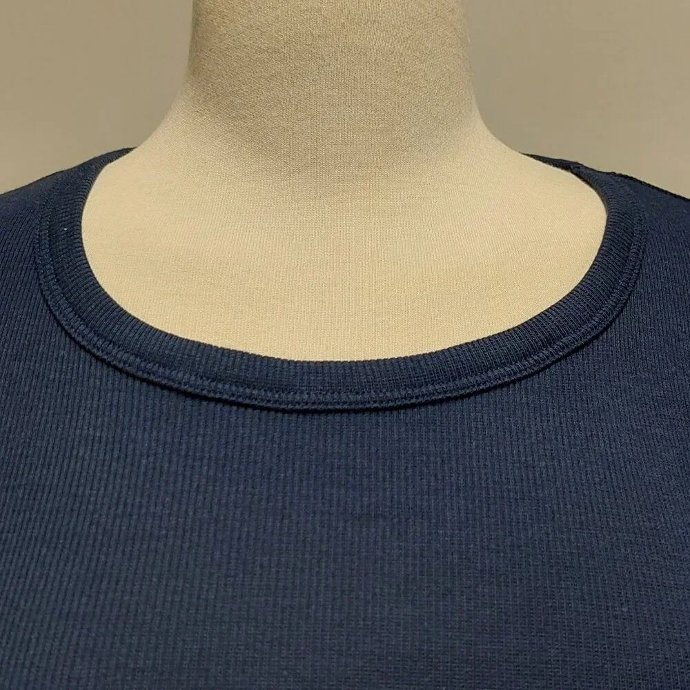 A.Y.R. Navy Blue Maxi S/S Scoop Neck Rib-Knit Sheath Size: S - Picture 6 of 9